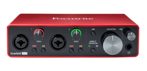 Interfaz de audio Focusrite Scarlett 2i2 220V roja 3.ª gen