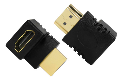 Cople Adaptador Unión En L Slim Company Conector Hdmi Macho A Hembra Arriba Resolución 4k Angulo 90 Grados Color Negro