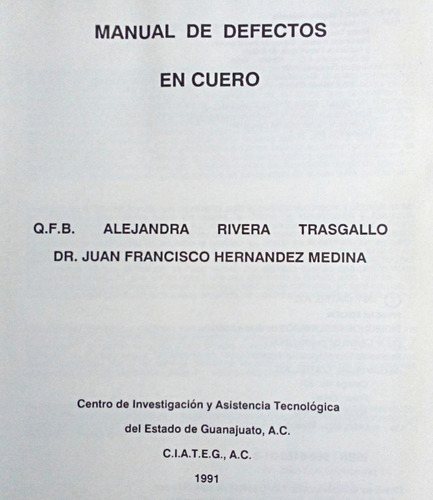 Manual De Defectos En Cuero - Alejandra Rivera Trasgallo (Usado)