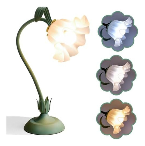 Bonita Lámpara De Mesa De Flores, Luz De Lectura Led, Lámpar