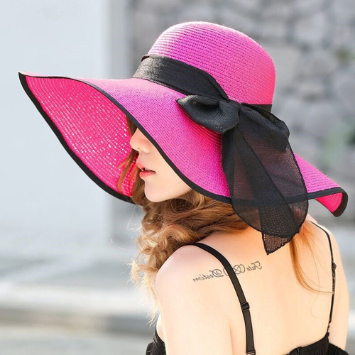 Sombrero De Playa Plegable Con Protección Uv Moda Mujer