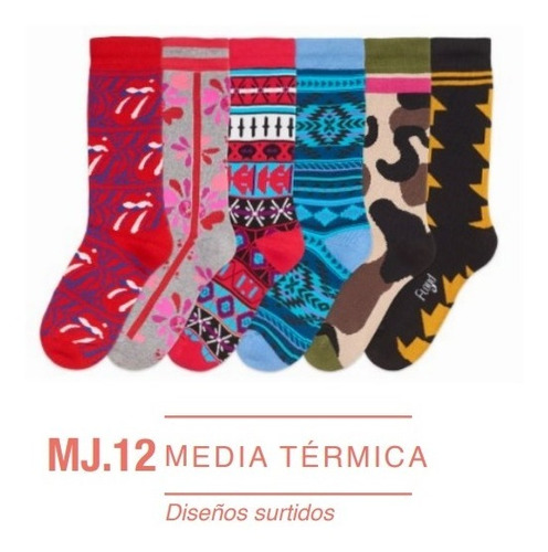 Pack X3 Medias Termicas De Mujer Con Dibujos Floyd