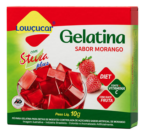 Mistura Gelatina Com Stevia 10g Sabores Diversos Kit Com 8