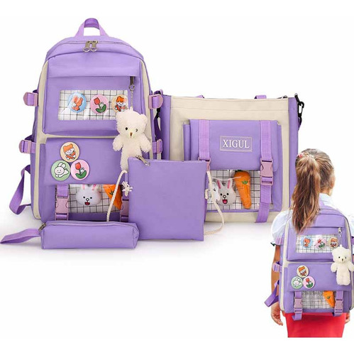 4 Bolsas Escolares De Lona De Gran Capacidad Para Niñas Y Ad