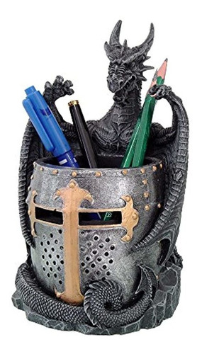 Figura Decorativa En Forma De Dragon Con Guerrero Casco Com