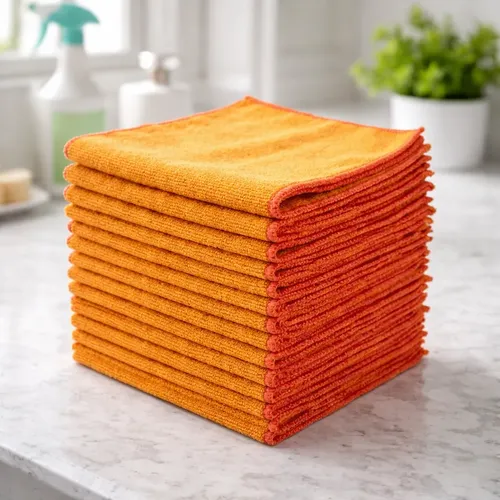 Kit 100 Flanelas Laranja 28x38 Algodão Atacado Limpeza Geral Laranja