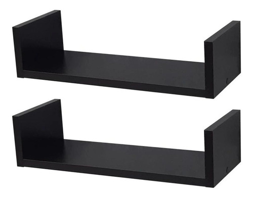 2 Prateleiras U 80x20 Nicho Mdf Preto Grátis Suporte 80202up