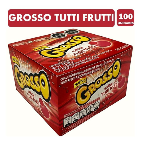 Chicle Grosso Tutti Frutti  Display 100 Unidades 7gr