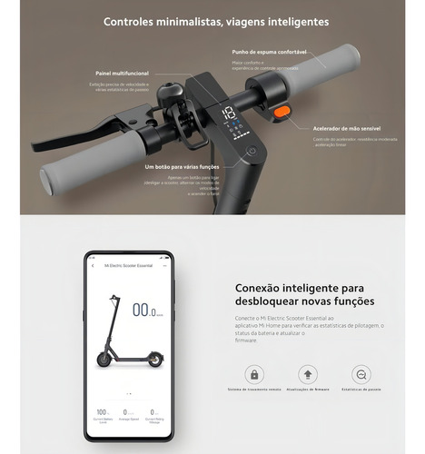 Patinete Elétrico Xiaomi Essential 20km/h Dobrável Até 100kg Cor Preto