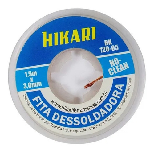 Imagem 3 de 3 de Fita Malha Dessoldadora Hikari Nas Espessuras 2 / 2,5 / 3mm