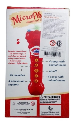 Imagen 4 de 6 de Microfono Juguete Infantil Sonido Luz Melodias A Pilas Ed
