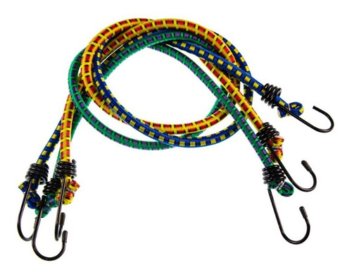 3 Cuerdas Elasticas Resorte Con Ganchos Para Sujetar 76 Cms