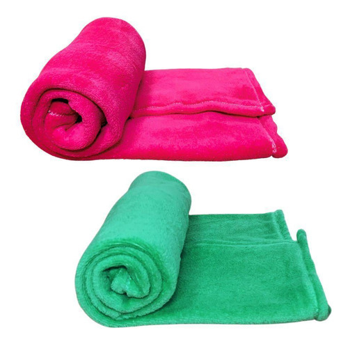 Kit 2 Cobertores Pet Cor Rosa E Verde
