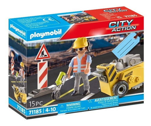 Juego Playmobil City Action Trabajador De Construcción 15 Pc