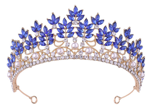 Tiara De Boda Con Diamantes De Imitación Azules Con Corona D