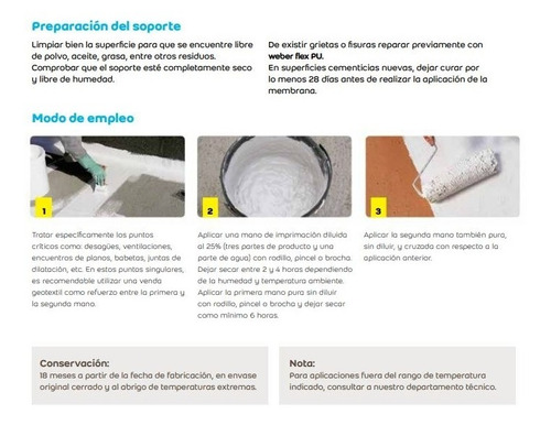 Membrana Líquida Weber Techos Pu Blanco X 10 Kg. Alto T