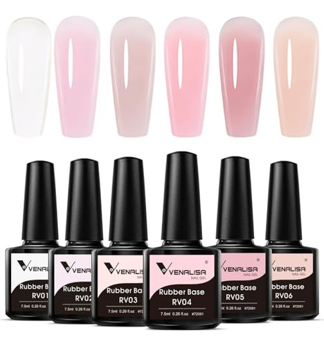 Jgo 6 Esmaltes De Uñas En Gel Venalisa Con Base De Goma Tran