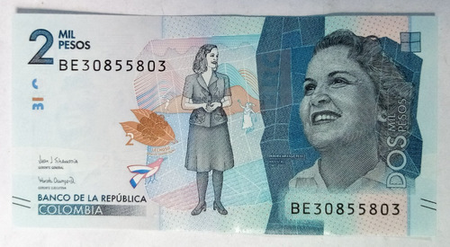 Billete 2000 Pesos Serial Radar Be30855803 23/jul/2019 Unc 