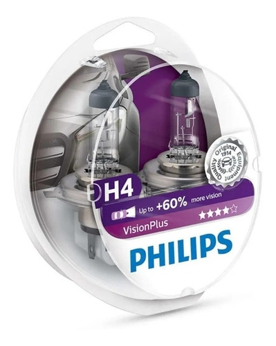 Juego De Lámparas Halógenas H4 Philips Visionplus +60%