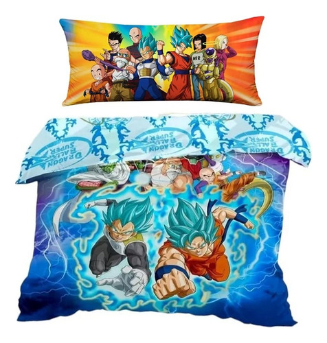Edredón Matrimonial + Almohada Larga Doble Vista Providencia Color Varios Dragon Ball Súper