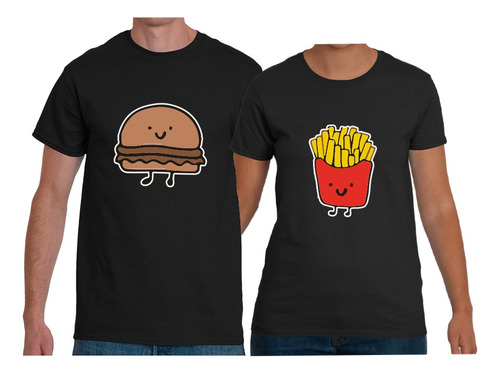 Pack Polera Parejas Día De Los Enamorados Papas Y Hamburgues