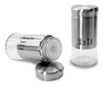 Comprar Jogo 2 Peças Porta Sal E Pimenta Condimentos Aço Inox Vidro