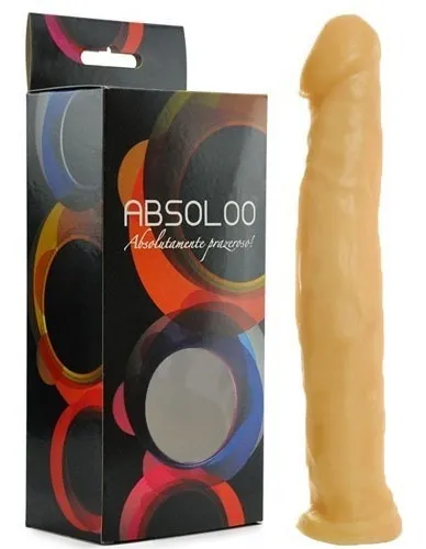 Pene realista de 31 cm con base y glande grande, color beige AB1361