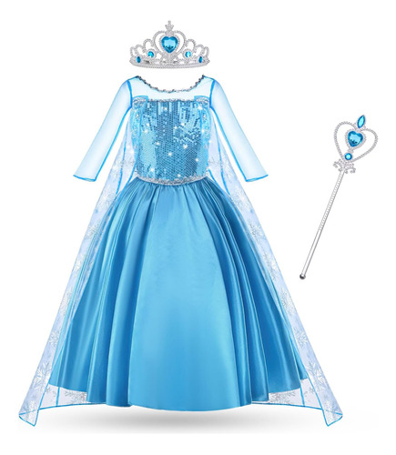 Disfraz De Elsa, Vestido De Princesa De 3 Piezas, Vestido De