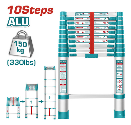 Escalera Plegable De Aluminio 3.18 M 10 Niveles - 150 Kgs