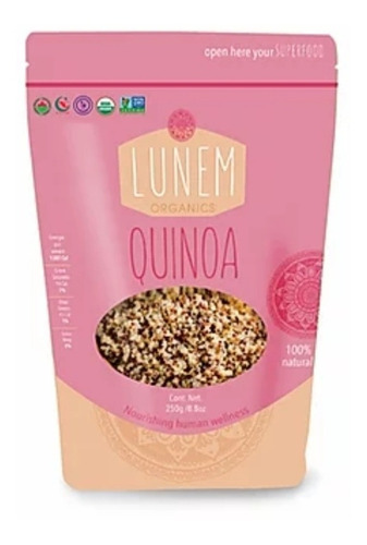 Quinoa 100% Organica Bolsa Ziploc 800 Grs Lunem Organics