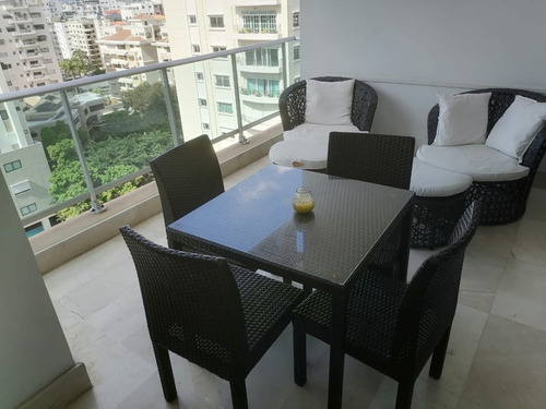 Imagen 2 de 22 de Apartamento 2hab Amueblado En Piso Alto C/vistas, Area Social, Lounge, Piscina, Lobby Y Gym En Paraiso - Piantini