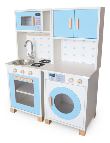 Kit Cozinha Infantil E Máquina De Lavar Azul Claro