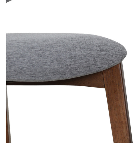 Silla Comedor Madera Nogal Tapiz Gris Minimalista Moderna