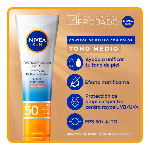 2 Pack Protector Solar Facial Nivea Sun Control Brillo Medio