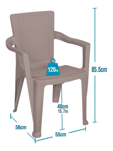 Silla Para Exterior Tipo Rattan Set X 4 Unidades Marca Mq Color Taupe