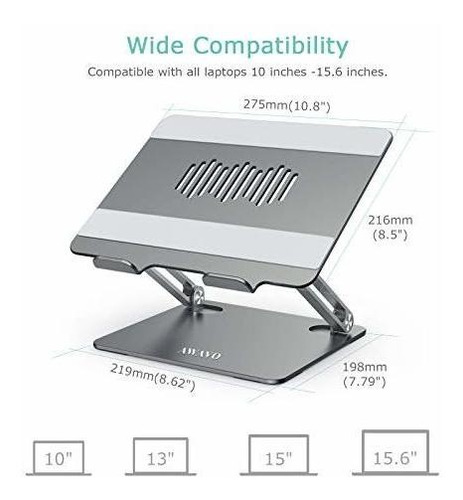 Imagen 5 de 7 de Awavo - Soporte Ergonómico Para Ordenador Portátil De Alumi