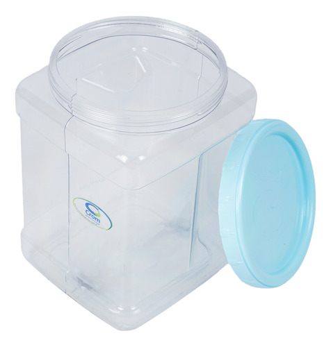 Tarro De Cocina Cubico 2l Tapa Celeste Crom