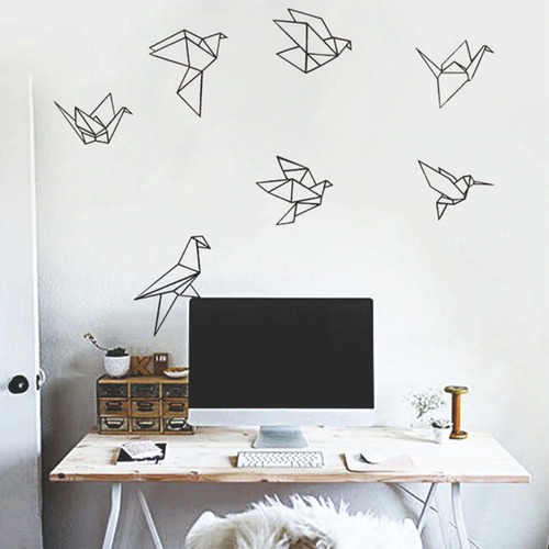 Vinilo Decorativo Para Pared, Pájaros, Origami, Aves