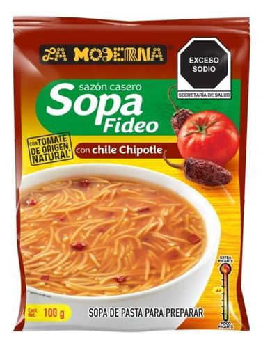 10 Pza Sopa De Fideo La Moderna Con Tomate Y Chile Chipotle