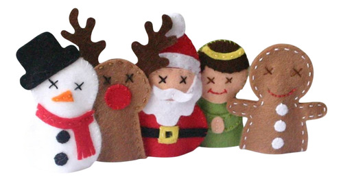 Títeres De Dedo Navidad - Pack De 5 Unidades- Genérica