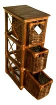 Comprar Cajonera Madera Y Mimbre 3 Cajones Por Encargue..nuevas