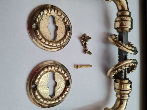 Imagen 4 de 10 de Picaporte Manija Puerta Estilo Antiguo De Bronce Brillante