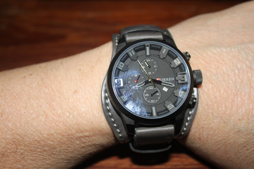 Relogio Curren 8225 Couro Bracelete Cinza