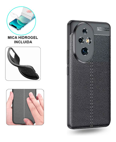 Funda Para Honor 200 Pro Ojo!! Solo Version Pro P R O Revisa Tu Version Tpu Leather Case + Mica Curva Hidrogel Hd