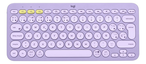 Teclado Bluetooth Multidispositivo Logitech K380 Lavanda Color del teclado Lavender Lemonade Idioma Español