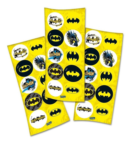 30 Adesivos Batman - 3 Cartelas Com 10 Adesivos Cada