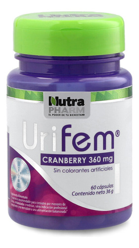 Urifem Cranberry 360 Mg 60 Capsulas Nutra Pharm