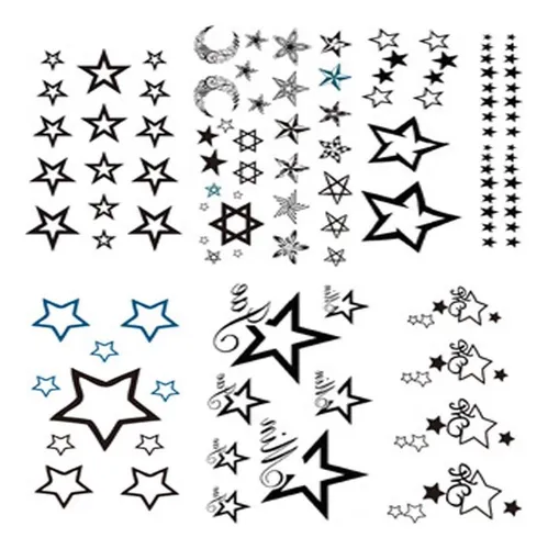 Yesallwas Lindo Negro Cielo Con Luna Estrellas Tatuaje Para
