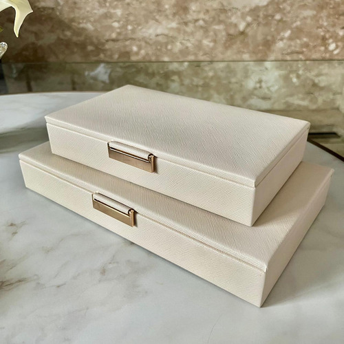 Caixa Decorativa Em Mdf Com Revestimento Em Pu Off White P Off White Liso