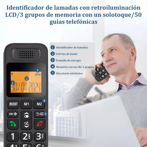 Teléfono Inalámbrico Con Lcd Para Casa Oficina Pack De 2